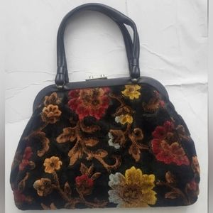 Women's carpet bag handbag multicolor floral vintage large